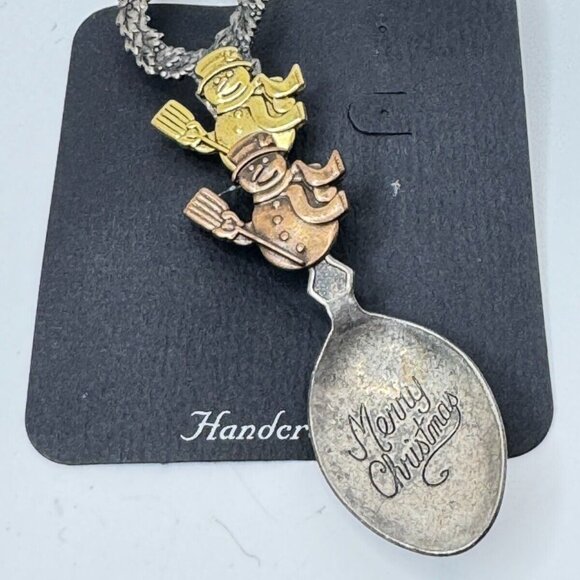 Snowman Brooch Pin Spoon Merry Christmas Wreath Holidays 4 inch Unique Large - Picture 3 of 6